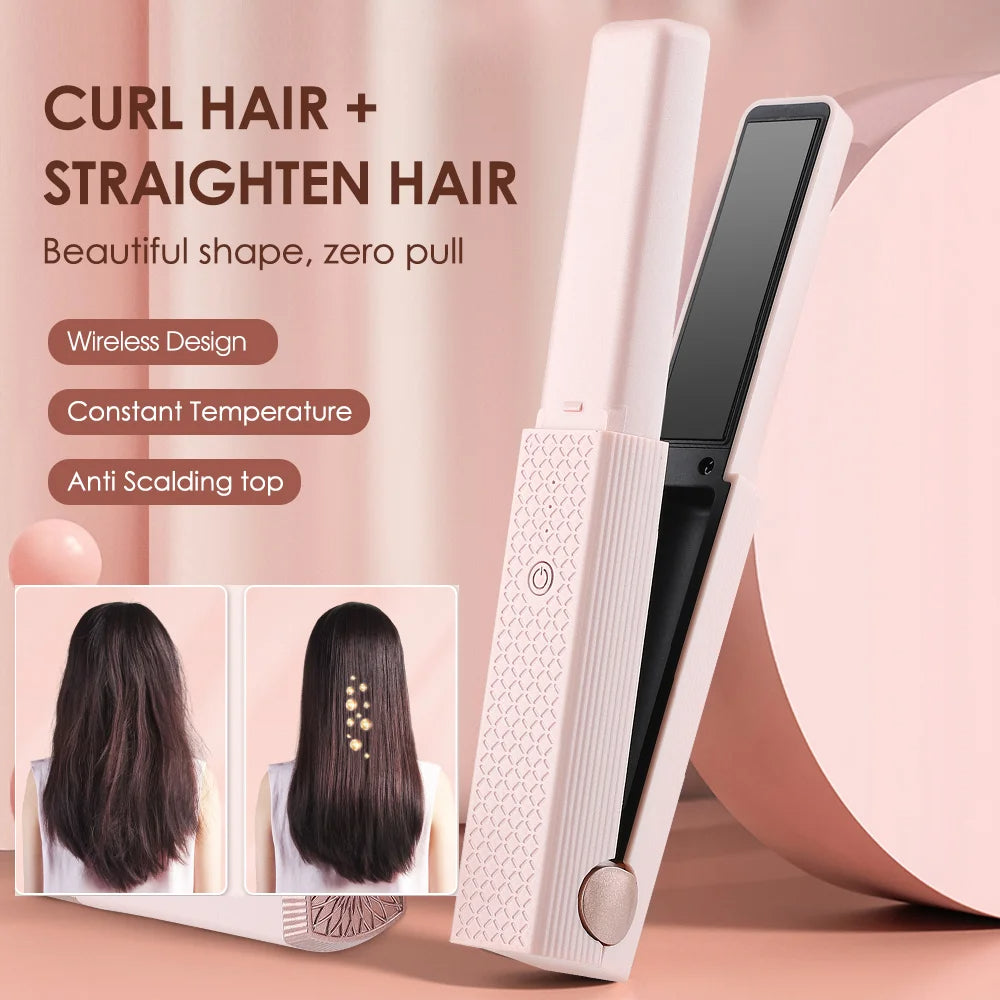 Cordless straightening and curling iron set