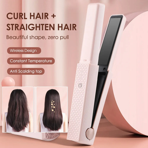 Cordless 2-in-1 Hair Straightener & Curler — Style Anywhere, Anytime