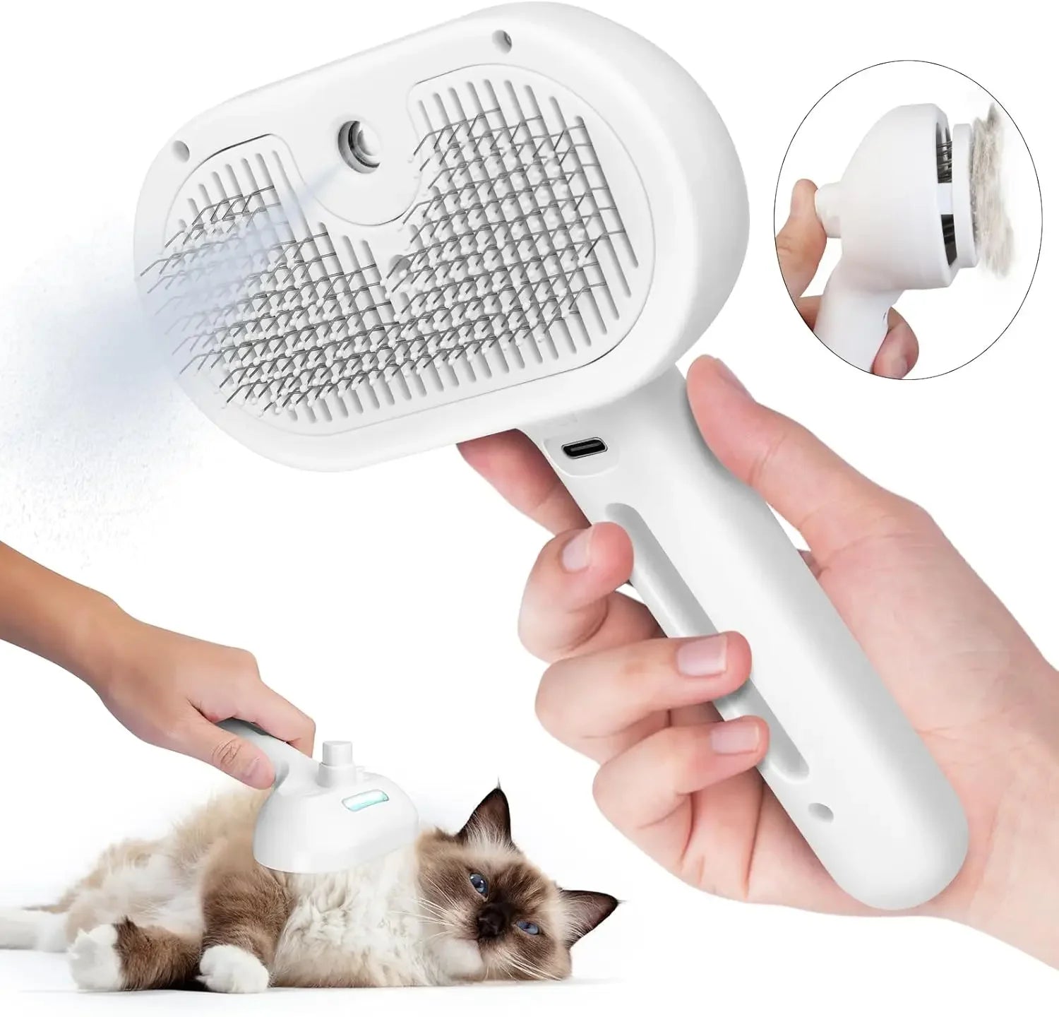 Steam Pet Grooming Brush – Spray Hair Remover for Cats & Dogs