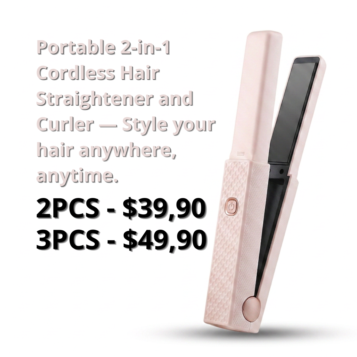 Cordless straightening and curling iron set